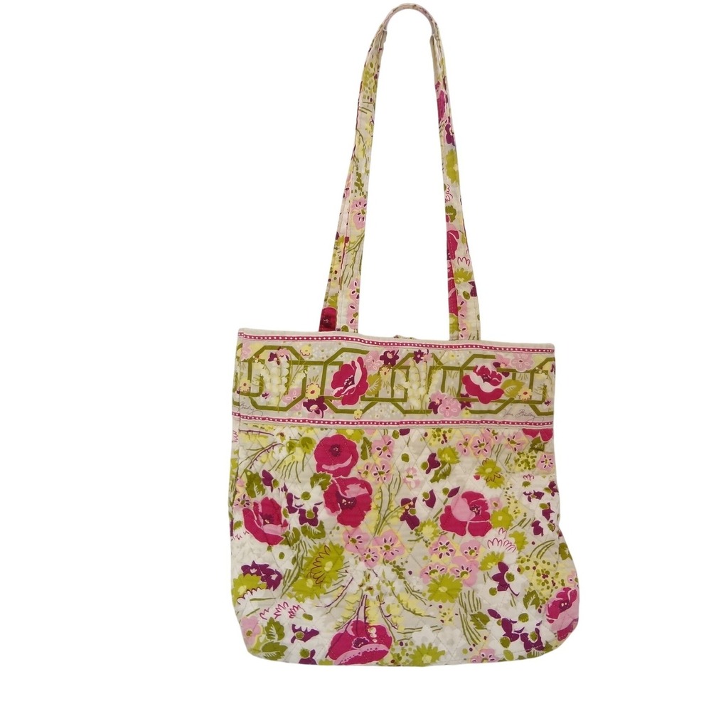 Vera Bradley Tote Bag Women Large Pink Floral Fair Quilted Cotton Shoulder Bag - Picture 2 of 4